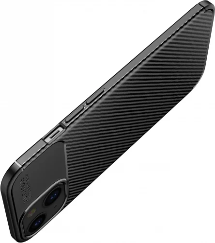 Apple iPhone 14 (6.1) Kılıf Karbon Serisi Mat Fiber Silikon Negro Kapak - Lacivert