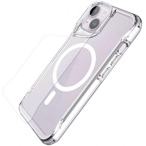 Apple iPhone 14 (6.1) Kılıf MagSafe Özellikli TPU Kenarları Esnek T-Max Kapak - Şeffaf
