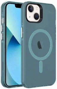 Apple iPhone 14 (6.1) Kılıf Magsafe Şarj Özellikli Buzlu Transparan C-Pro Sert Kapak - Yeşil