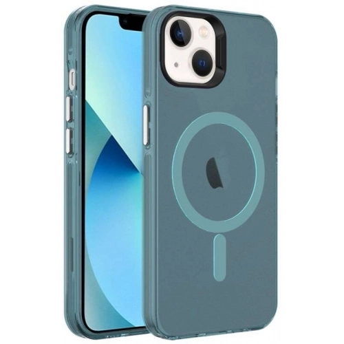 Apple iPhone 14 (6.1) Kılıf Magsafe Şarj Özellikli Buzlu Transparan C-Pro Sert Kapak - Yeşil