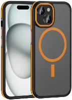 Apple iPhone 14 (6.1) Kılıf Magsafe Şarj Özellikli Mat Görünümlü Ant Kapak - Turuncu