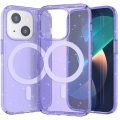 Apple iPhone 14 (6.1) Kılıf Magsafe Şarj Özellikli Parlayan Simli Saydam Renkli Allstar Kapak - Mor