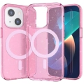Apple iPhone 14 (6.1) Kılıf Magsafe Şarj Özellikli Parlayan Simli Saydam Renkli Allstar Kapak - Pembe