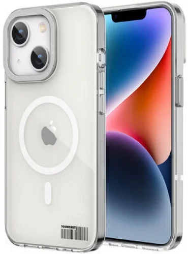 Apple iPhone 14 (6.1) Kılıf Magsafe Şarj Özellikli Youngkit Coloured Glaze Serisi Kapak - Beyaz