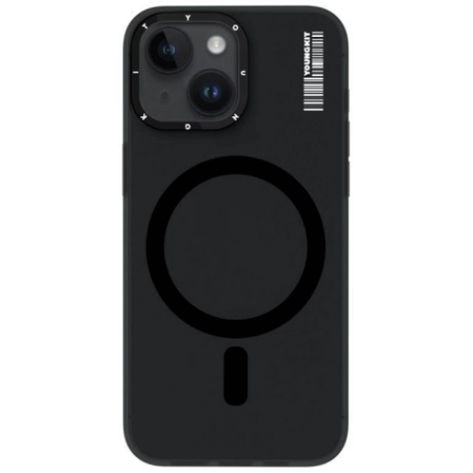 Apple iPhone 14 (6.1) Kılıf Magsafe Şarj Özellikli Youngkit Hidden Sand Serisi Kapak - Siyah