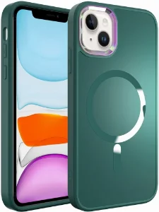 Apple iPhone 14 (6.1) Kılıf Magsafe Wireless Şarj Özellikli Stil Kapak - Koyu Yeşil