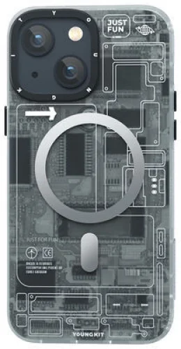 Apple iPhone 14 (6.1) Kılıf Orjinal Lisanslı Magsafe Özellikli YoungKit Technology Serisi QC Kapak - Beyaz