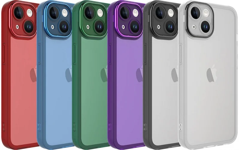 Apple iPhone 14 (6.1) Kılıf Şeffaf Esnek Silikon Kenarları Buzlu Kamera Korumalı Post Kapak - Mavi