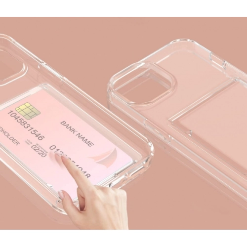 Apple iPhone 14 (6.1) Kılıf Şeffaf Kartlıklı Silikon Kapak