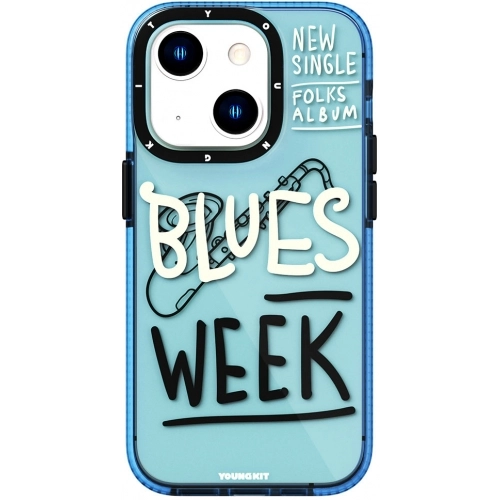 Apple iPhone 14 (6.1) Kılıf Şeffaf Renkli Yazı Temalı Tasarım YoungKit Jazz Serisi Kapak - Siyah