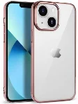 Apple iPhone 14 (6.1) Kılıf Silikon Renkli Esnek Pixel Kapak - Rose Gold
