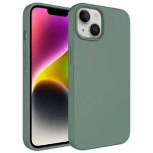 Apple iPhone 14 (6.1) Kılıf Sıvı Teknolojili Silinebilir Pastel Sert Zore Kivi Kapak - Koyu Yeşil