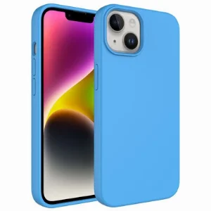 Apple iPhone 14 (6.1) Kılıf Sıvı Teknolojili Silinebilir Pastel Sert Zore Kivi Kapak - Mavi