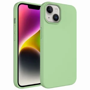 Apple iPhone 14 (6.1) Kılıf Sıvı Teknolojili Silinebilir Pastel Sert Zore Kivi Kapak - Yeşil