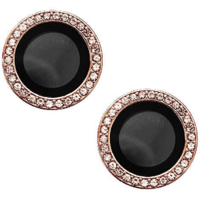 Apple iPhone 14 (6.1) Lens Kamera Koruyucu Taşlı Parmak İzi Bırakmaz CL-06 - Rose Gold