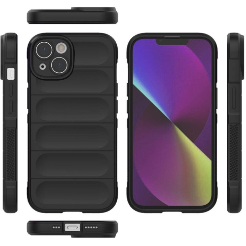 Apple iPhone 14 (6.1) Kılıf Esnek TPU Oyuklu Arka Yüzey Tasarımlı Zore Etnik Silikon Kapak - Siyah