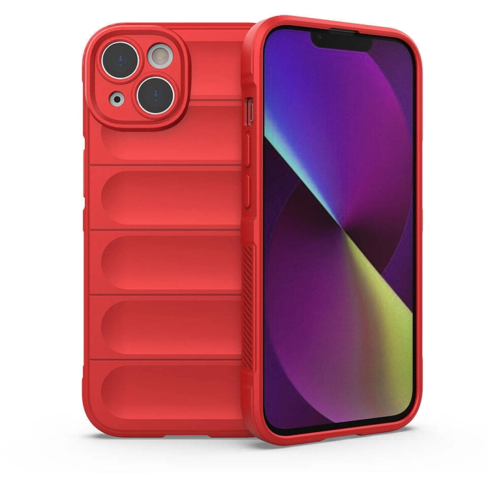 Apple iPhone 14 (6.1) Kılıf Esnek TPU Oyuklu Arka Yüzey Tasarımlı Zore Etnik Silikon Kapak - Kırmızı