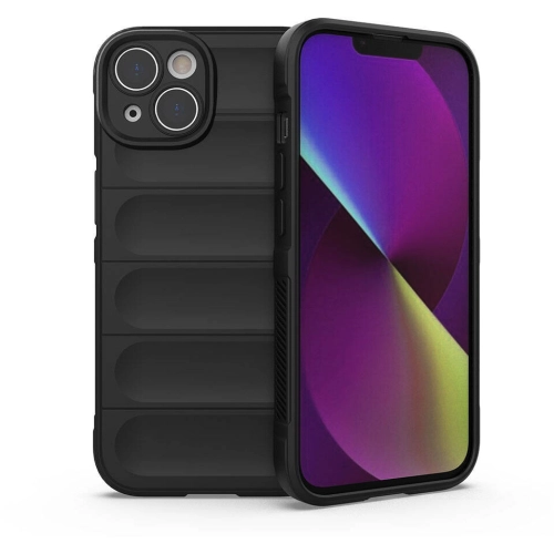 Apple iPhone 14 (6.1) Kılıf Esnek TPU Oyuklu Arka Yüzey Tasarımlı Zore Etnik Silikon Kapak - Siyah