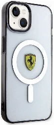 Apple iPhone 14 (6.1) Kılıf Ferrari Magsafe Şarj Özellikli Transparan Dizayn Kapak - Şeffaf
