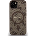 Apple iPhone 14 (6.1) Kılıf Guess Orjinal Lisanslı Magsafe Şarj Özellikli 4G Desenli Yazı Logolu Kapak - Kahverengi
