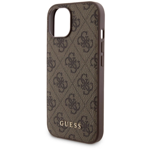 Apple iPhone 14 Kılıf Guess Orjinal Lisanslı Magsafe Şarj Özellikli Yazı Logolu 4G Desenli Kapak + Powerbank 5000mAh 2in1 Set - Kahverengi