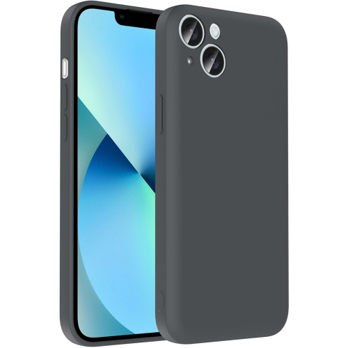 Apple iPhone 14 (6.1) Kılıf İçi Kadife Dokulu Kartlık Hazneli Mat Vitra Silikon Kapak - Gri