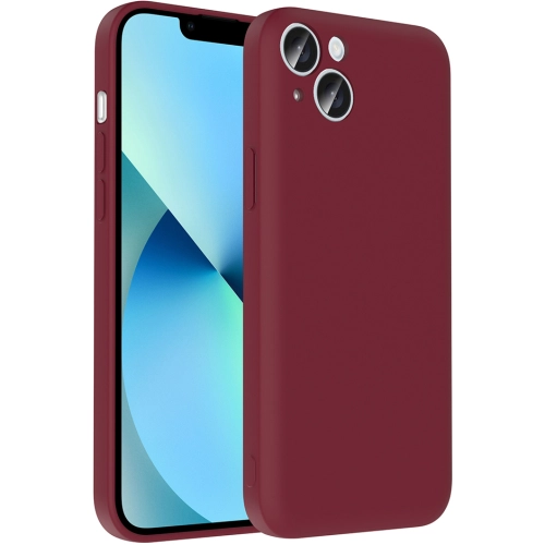 Apple iPhone 14 (6.1) Kılıf İçi Kadife Dokulu Kartlık Hazneli Mat Vitra Silikon Kapak - Mürdüm