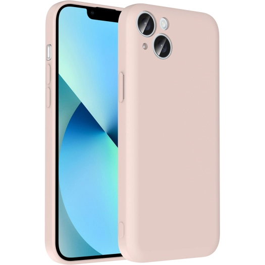 Apple iPhone 14 (6.1) Kılıf İçi Kadife Dokulu Kartlık Hazneli Mat Vitra Silikon Kapak - Pembe