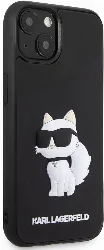Apple iPhone 14 (6.1) Kılıf Karl Lagerfeld 3D Rubber Choupette Dizayn Kapak - Siyah
