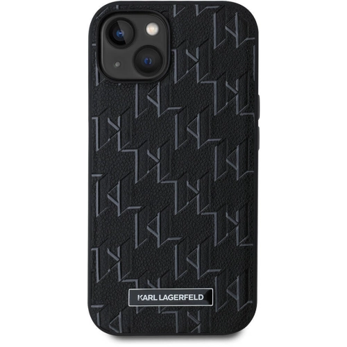 Apple iPhone 14 (6.1) Kılıf Karl Lagerfeld Orjinal Lisanslı Magsafe Şarj Özellikli KL Yazılı Hot Stamp Kapak - Siyah