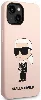 Apple iPhone 14 (6.1) Kılıf Karl Lagerfeld Silikon Karl Dizayn Kapak - Pembe