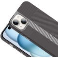 Apple iPhone 14 (6.1) ile Uyumlu Kılıf MagSafe Şarj Özellikli Karbon Fiber Görünümlü Gros Kapak - Siyah