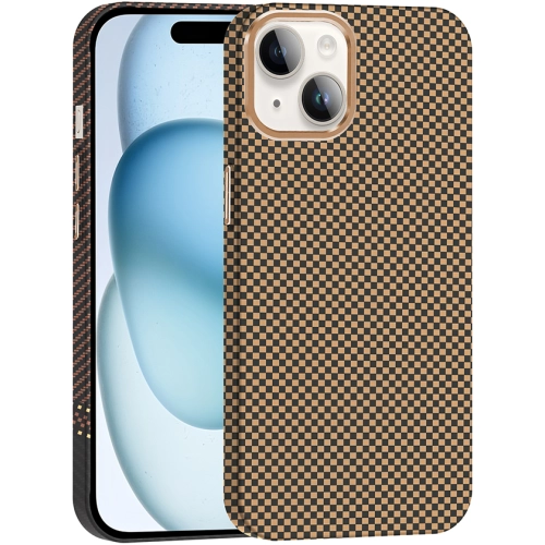 Apple iPhone 14 (6.1) ile Uyumlu Kılıf MagSafe Şarj Özellikli Karbon Fiber Görünümlü Gros Kapak - Desert Titanyum