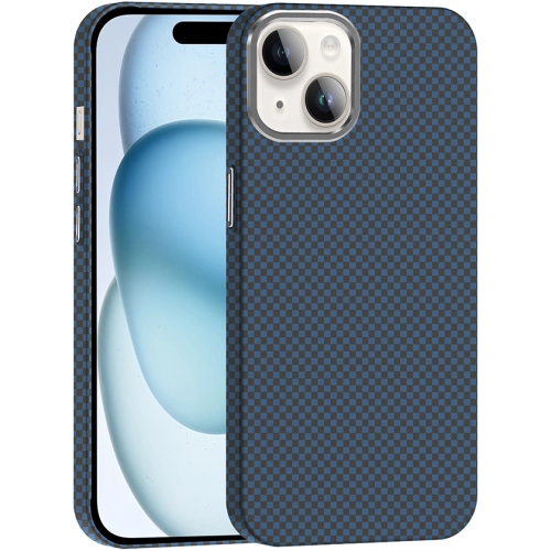 Apple iPhone 14 (6.1) ile Uyumlu Kılıf MagSafe Şarj Özellikli Karbon Fiber Görünümlü Gros Kapak - Lacivert