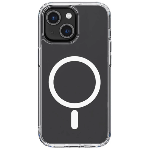 Apple iPhone 14 (6.1) Kılıf Magsafe Şarj Özellikli Airbagli Şeffaf PC Arka Yüzey Recci Magnetik Suction Serisi Kapak - Şeffaf