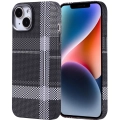 Apple iPhone 14 (6.1) Kılıf Magsafe Şarj Özellikli Karbon Fiber Görünümlü Zore Nekst Kapak - Gri-Siyah