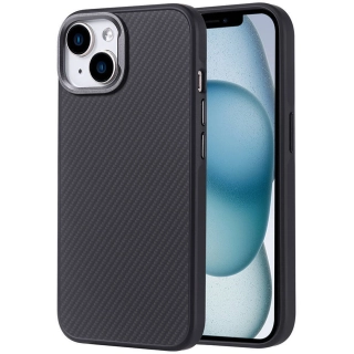 Apple iPhone 14 (6.1) Kılıf Magsafe Şarj Özellikli Karbon Fiber Görünümlü Zore Troy Kapak - Siyah