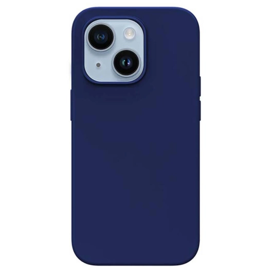 Apple iPhone 14 (6.1) Kılıf Magsafe Şarj Özellikli Liquid Silikon Recci Mousse Serisi Kapak - Mavi