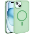 Apple iPhone 14 (6.1) Kılıf Magsafe Şarj Özellikli Renkli Mat Arka Yüzey Sio Kapak - Açık Yeşil