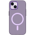 Apple iPhone 14 (6.1) Kılıf Magsafe Şarj Özellikli Metal Kamera Çerçeveli Recci Glaze Serisi Kapak - Mor