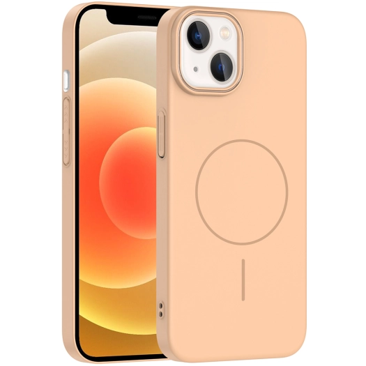 Apple iPhone 14 (6.1) ile Uyumlu Kılıf Magsafe Şarj Özellikli Ruby Silikon Kapak - Desert Titanyum