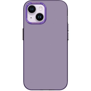 Apple iPhone 14 (6.1) Kılıf Metal Kamera Çerçeveli Recci Glaze Serisi Kapak - Mor