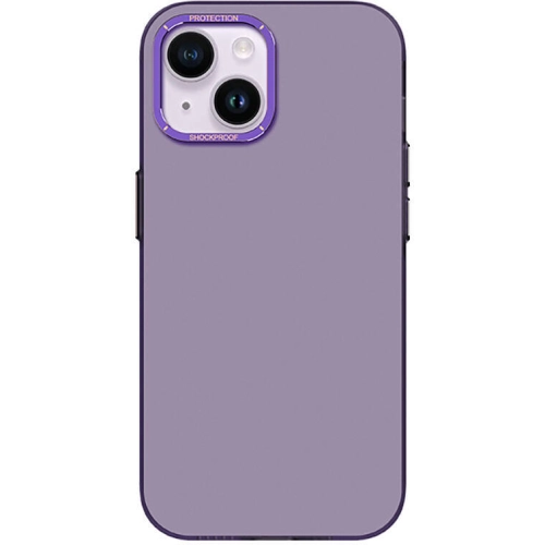 Apple iPhone 14 (6.1) Kılıf Metal Kamera Çerçeveli Recci Glaze Serisi Kapak - Mor