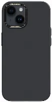 Apple iPhone 14 (6.1) Kılıf Metal Kamera Çerçeveli Recci Glaze Serisi Kapak - Siyah
