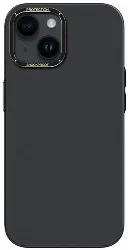 Apple iPhone 14 (6.1) Kılıf Metal Kamera Çerçeveli Recci Glaze Serisi Kapak - Siyah