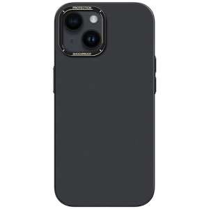 Apple iPhone 14 (6.1) Kılıf Metal Kamera Çerçeveli Recci Glaze Serisi Kapak - Siyah