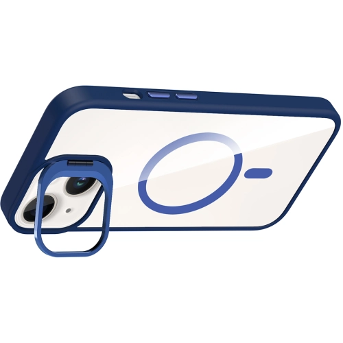 Apple iPhone 14 (6.1) Kılıf Standlı ve Kamera Lens Hediyeli M-Safe Şarj Özellikli Etro Kapak - Siyah