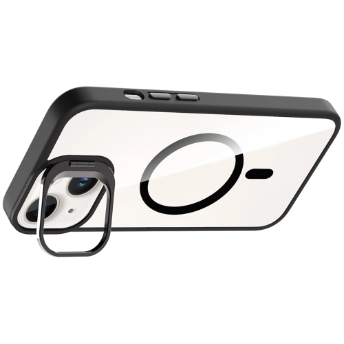 Apple iPhone 14 (6.1) Kılıf Standlı ve Kamera Lens Hediyeli M-Safe Şarj Özellikli Etro Kapak - Lacivert