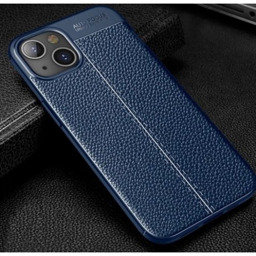 Apple iPhone 14 Plus (6.7) Kılıf Deri Görünümlü Lüks Parmak İzi Bırakmaz Niss Silikon Kapak - Lacivert