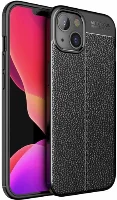 Apple iPhone 14 Plus (6.7) Kılıf Deri Görünümlü Lüks Parmak İzi Bırakmaz Niss Silikon Kapak - Siyah